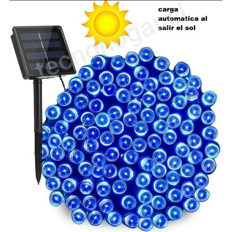 Luces Solar Guirnalda Azul 100 Led 10 Metros
