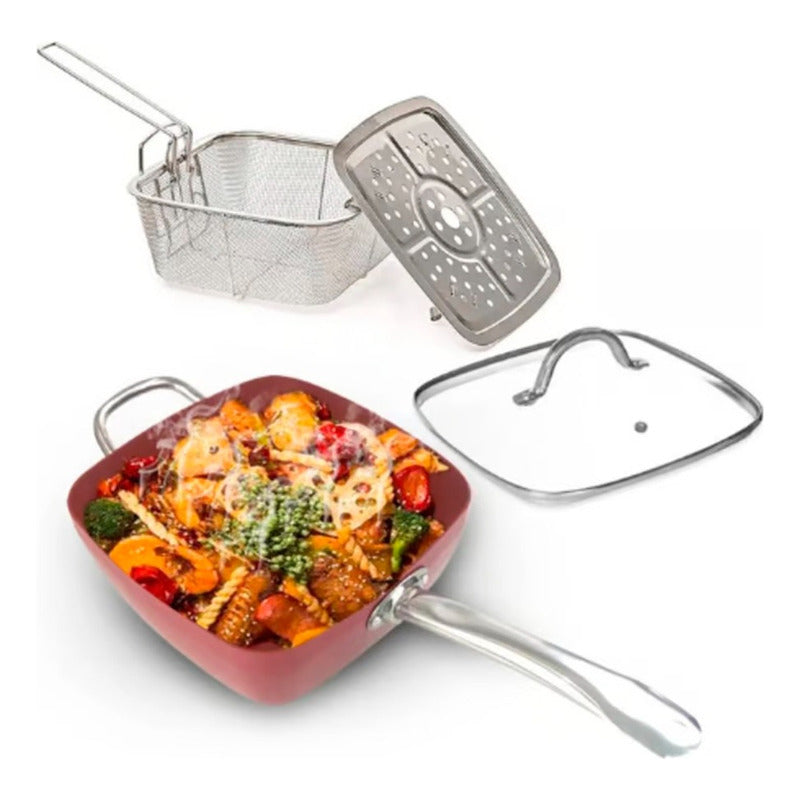 Wok New Line Olla 4 Pzas 24cm Antiadherente 7l