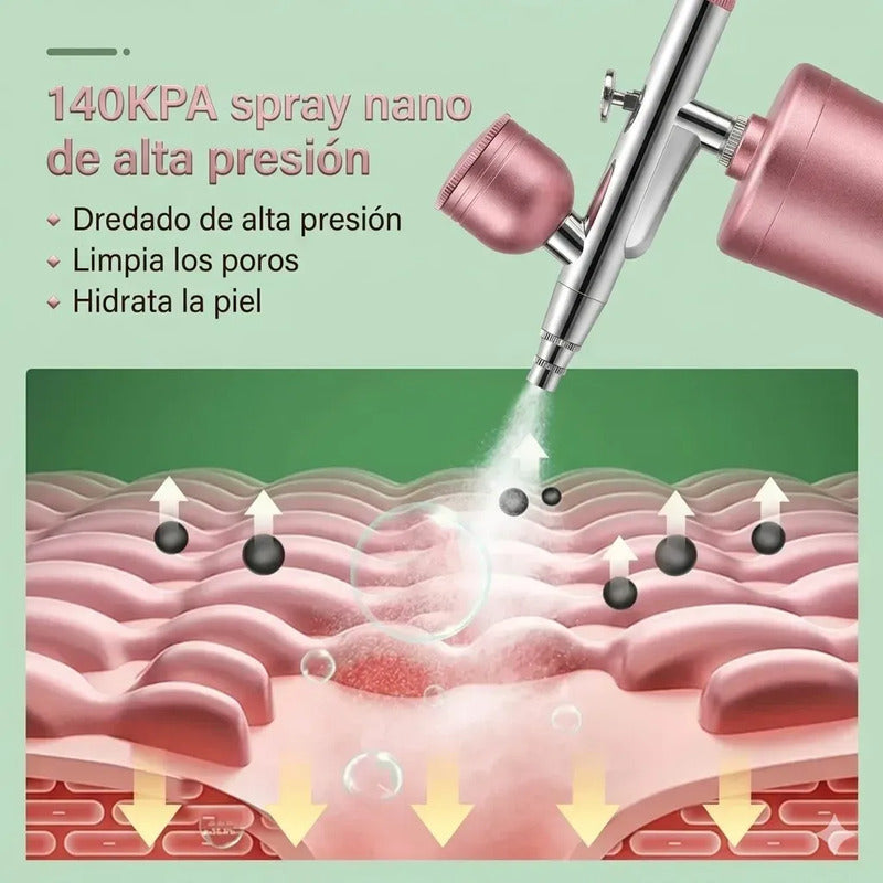Aerógrafo Compresor Inalámbrico Recargable 30psi Profesional Rosado