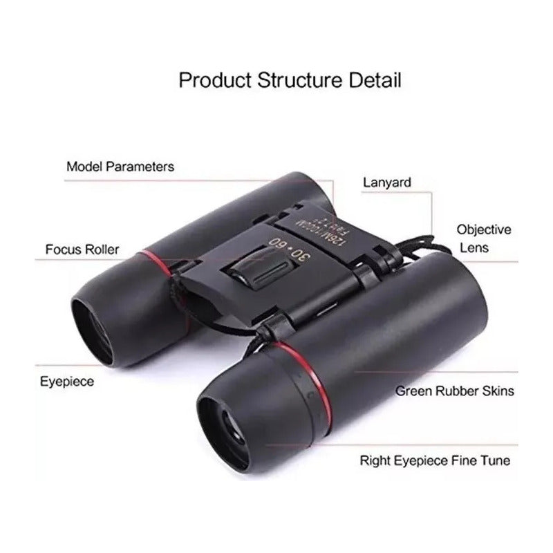 Mini Binoculares Binocular 30x60 Profesionales Prismaticos Negro