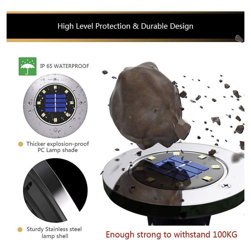 4 Luces Estaca Empotrables Solares Impermeables