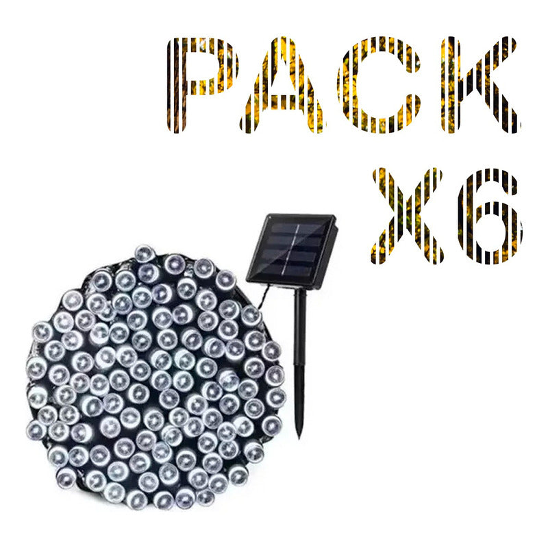 Pack X6 Guirnalda Luces Solares Navidad 10 Metros 100 Led