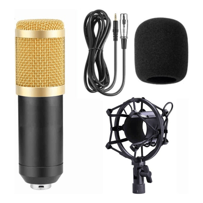 Pack Microfono Condensador+ Soporte+ Luz Relleno Con Tripode