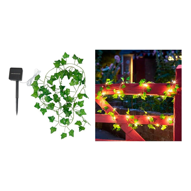 Pack X4 Guirnalda De Luces Solar Hoja De 5 Mts Envio Gratis Verde