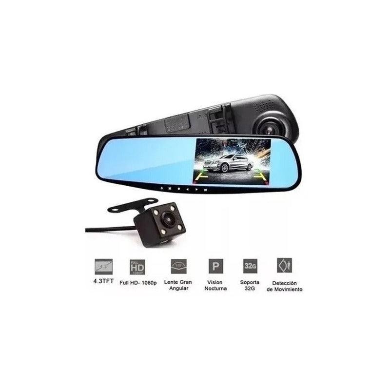 Espejo Retrovisor Con Camara Frontal Y Camara Retroceso Hd