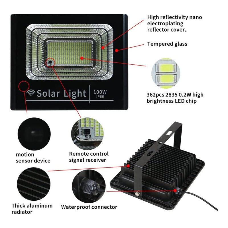 Foco Reflector Solar Interior Y Exterior 300w