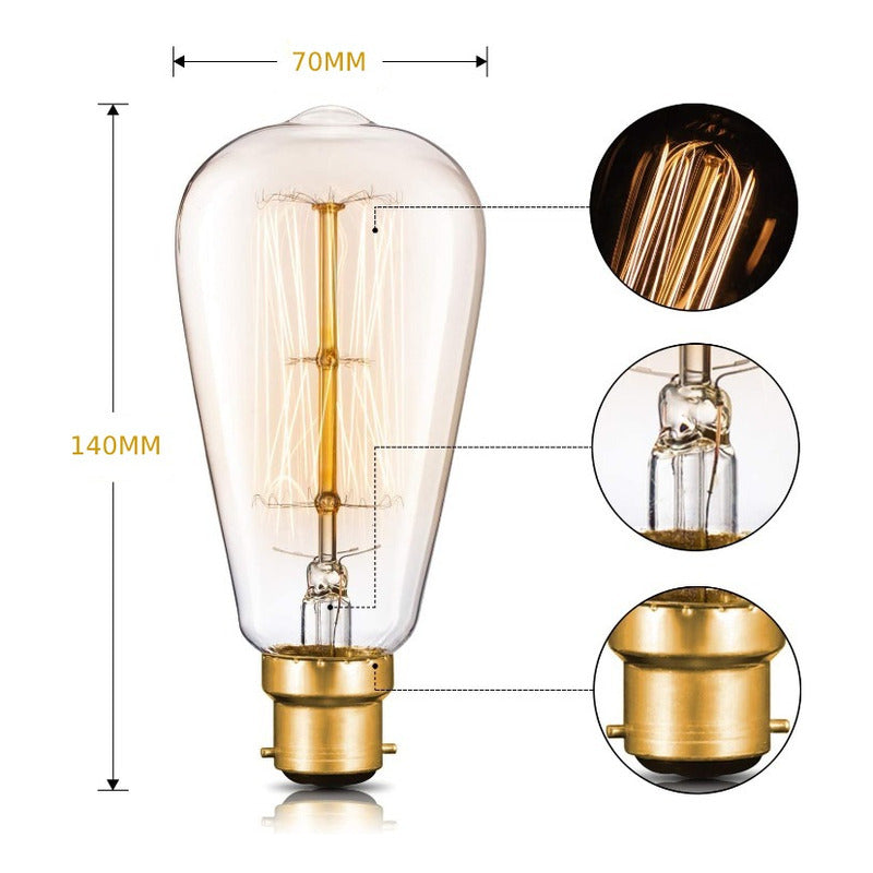 Pack X10 Ampolleta Led Vintage Filamento Cálida Ahorradora