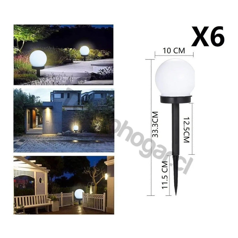 Estaca Solar Globo X6 Jardin Foco Led Exterior Decoracion
