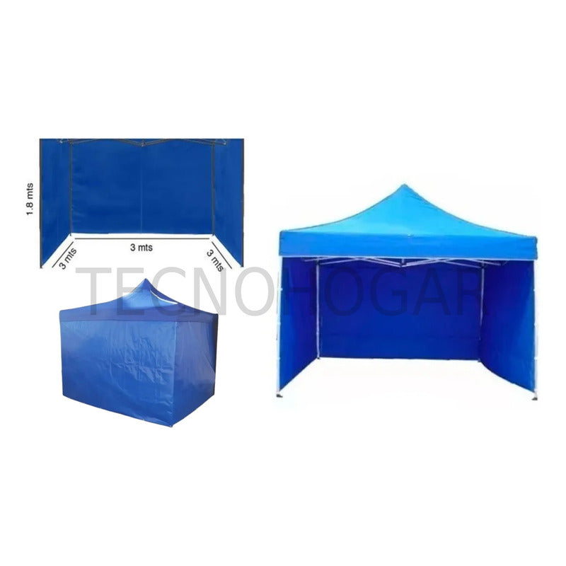 Funda Pared Lateral Para Toldo 3x3 Azul 3 Paredes