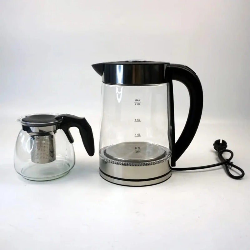 Hervidor Electrico 2l + Tetera Con Infusor 1l 1500w