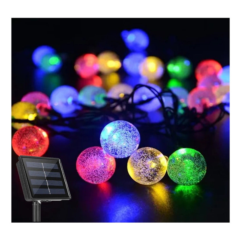Luces Led Bolitas Guirnalda Multicolor Rgb Y Cálida Solar