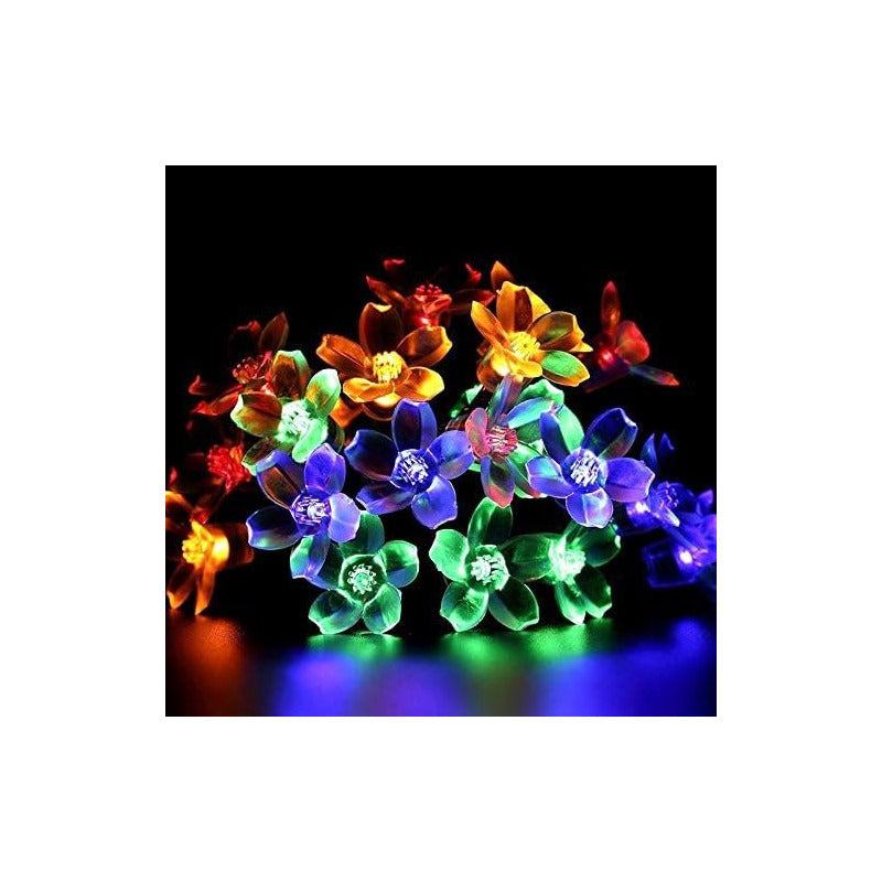 Luces Led Flores Solar Lineal Guirnalda Navidad Eventos Multicolor