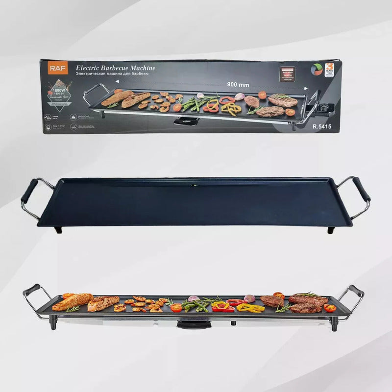 Parrillera Eléctrica Máquina Barbacoa Antihaderente Grande Plateado