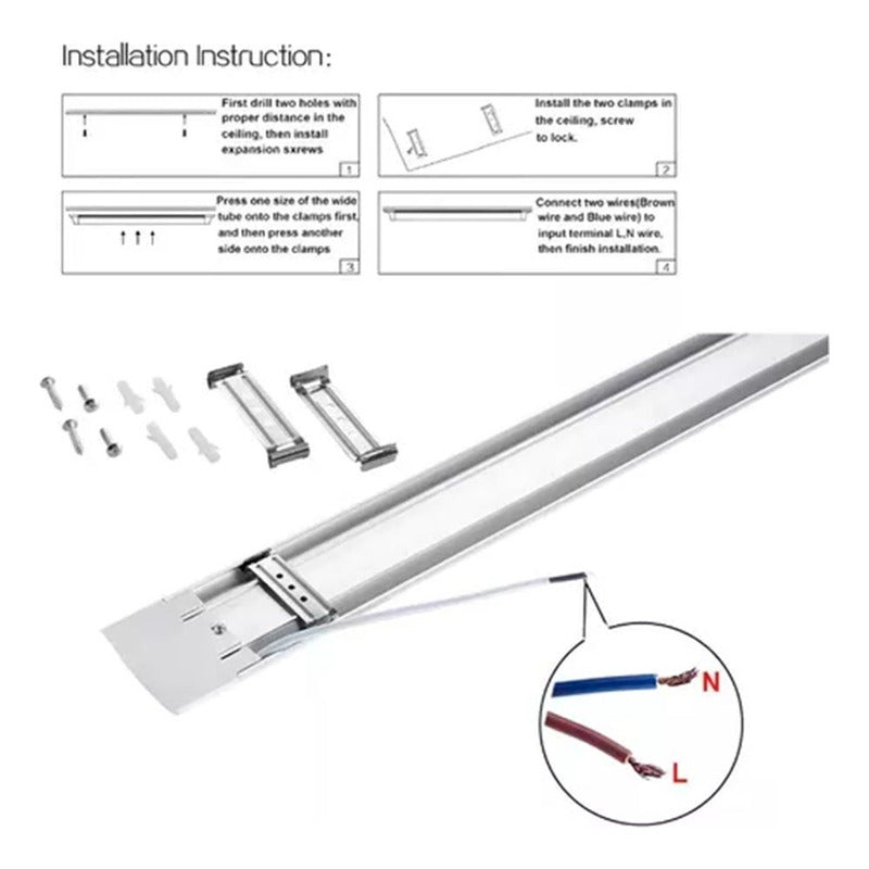 Pack 3 Tubo Led De Luz 18w Foco 60 Cm 220v Luz Blanca Fria Blanco