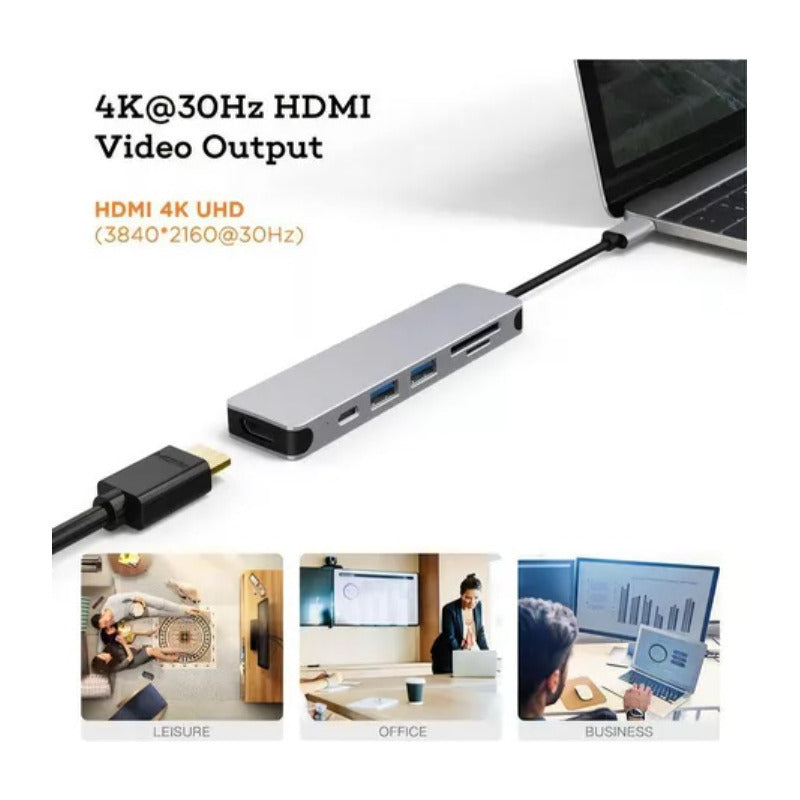 Hub 7 En 1 Usb C Usb 3 Hdmi 4k Pd Lan Rj45 Gigabit