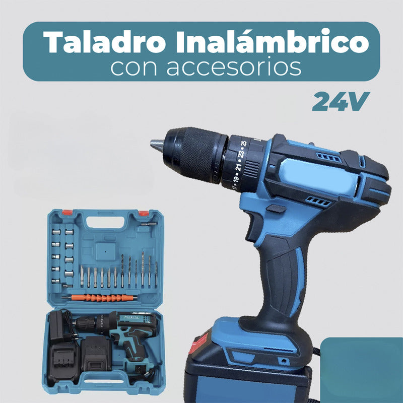 Taladro Atornillador Inalámbrico Con Maletin Azul 50 60 Hz