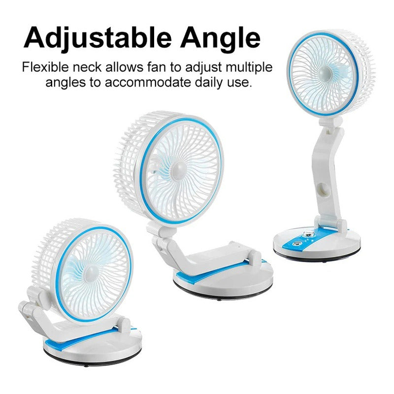 Ventilador De Mesa Plegable Recargable Genérica Con Luz Y Oscilación En Azul 18 Cm
