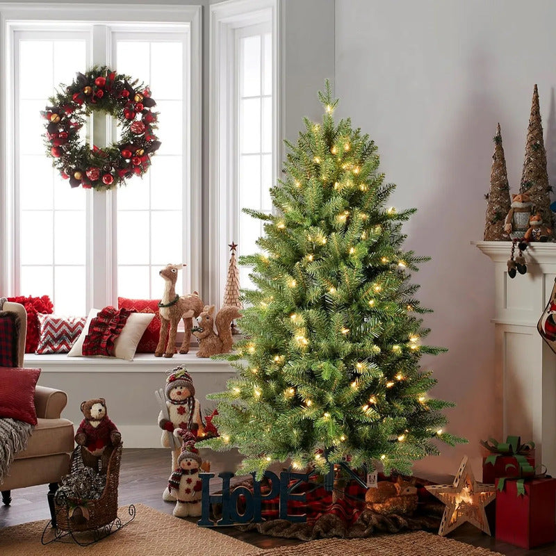 Arbol Navidad Con Luces Incorporadas + Estrella 1.70cm Verde