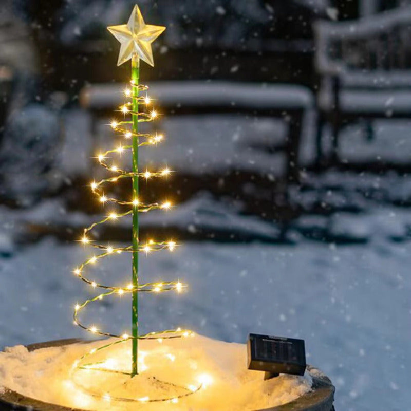 Árbol Navidad Estaca Solar Led Decorativa Con Estrella Amarillo