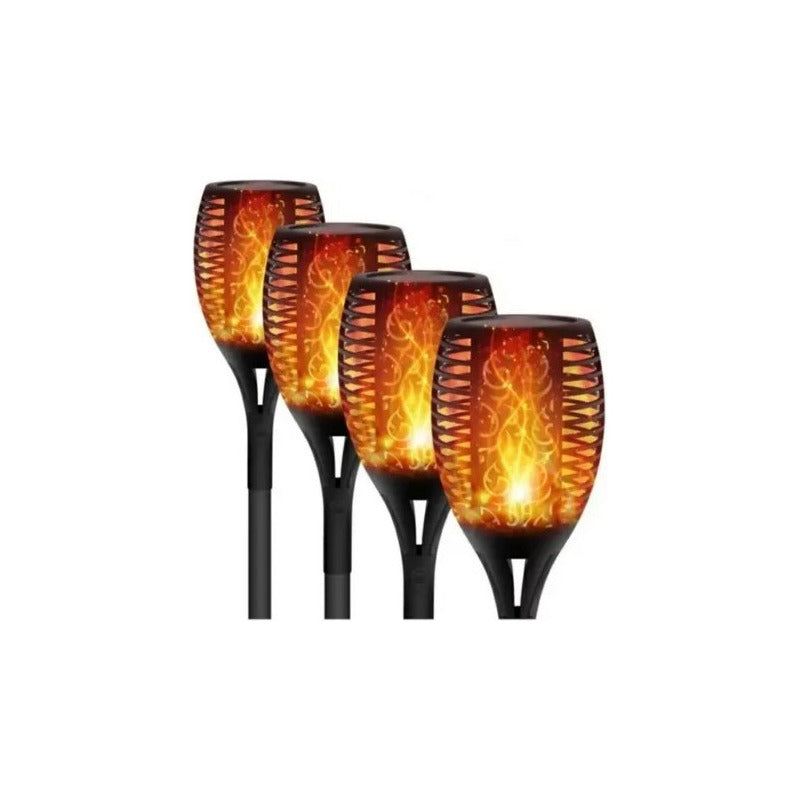 Antorcha Fuego Led Estaca Solar Carga Automática Lluvia Negro