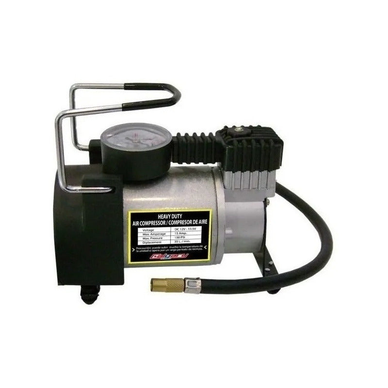 Compresor De Aire 12v Inflador De Neumaticos Multifuncional Negro 150psi