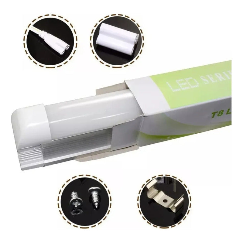 Tubo Led Con Base Canoa 18w T8 120cm Luz Fria
