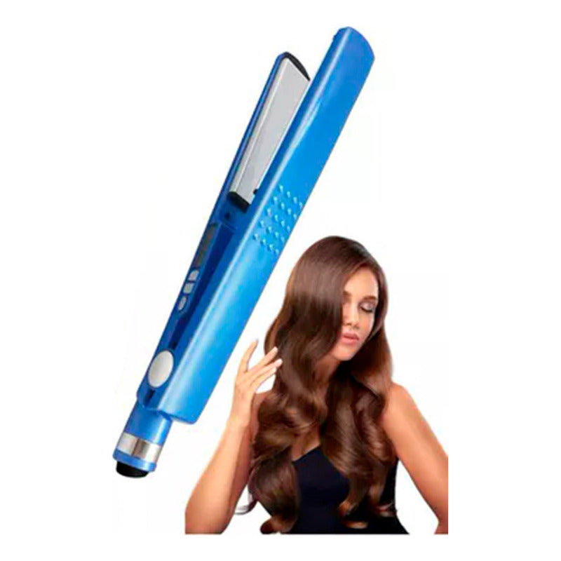 Plancha Para Cabello Alisar Alisado Pelo Nano Azul