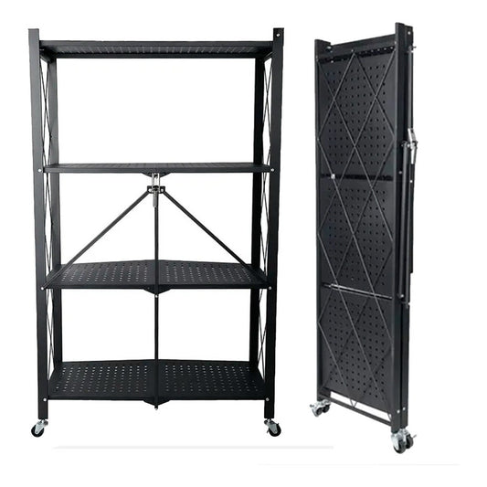 Organizador Estante Plegable 4 Niveles Ruedas Cocina Living Negro