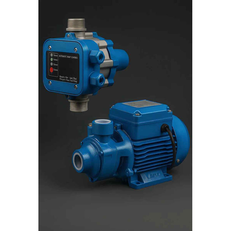 Bomba Agua Periférica 0,5 Hp + Controlador Alta Potencia Azu Azul