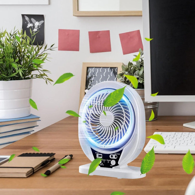 Ventilador Portátil Recargable Panel Solar Con 1 Ampolleta 17 Cm 50 Blanco Negro Plástico 7