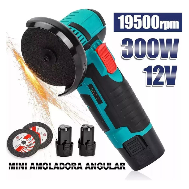 Esmeril Galletero Angular Inalámbrico Recargable + 2 Discos