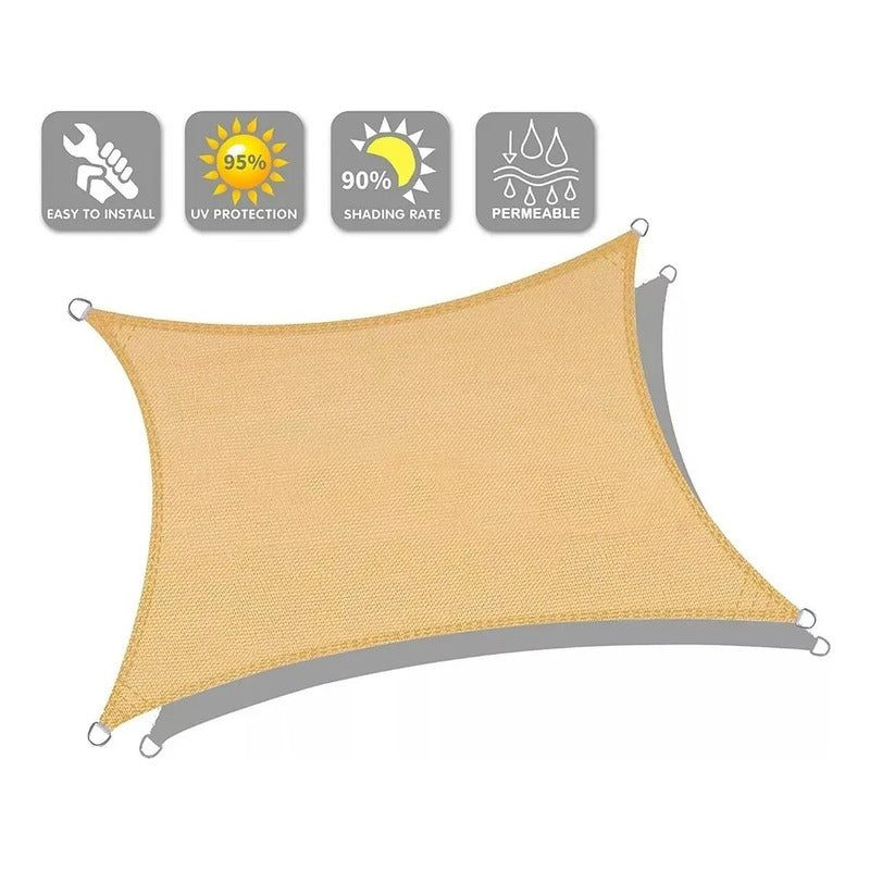 Toldo Vela Malla 5x6 Rectangular Beige Sombra Techo Patio