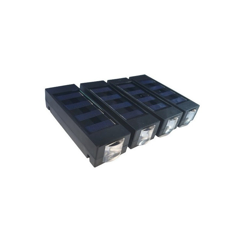 Pack X4 Aplique Solar 2 Watts 2 Leds De Pared Foco Negro