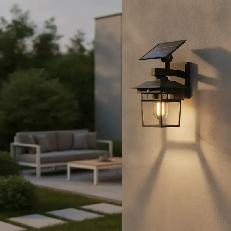 Lámpara Solar Exterior Luz Led Con Sensor De Movimiento Negro