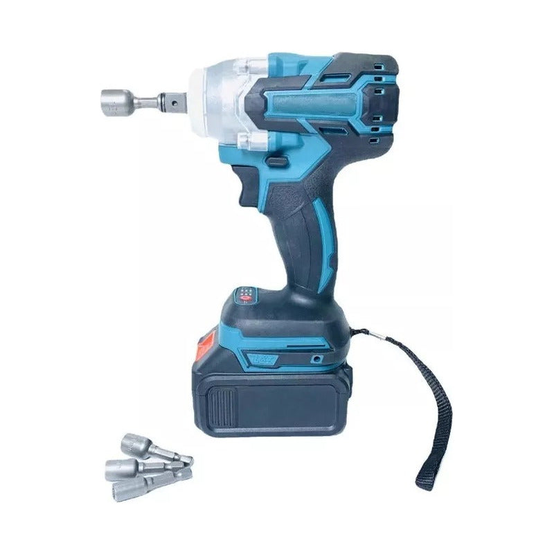 Llave Impacto Inalambrico 2 Baterias Brocas Desatornillador Azul Acero 50 60hz