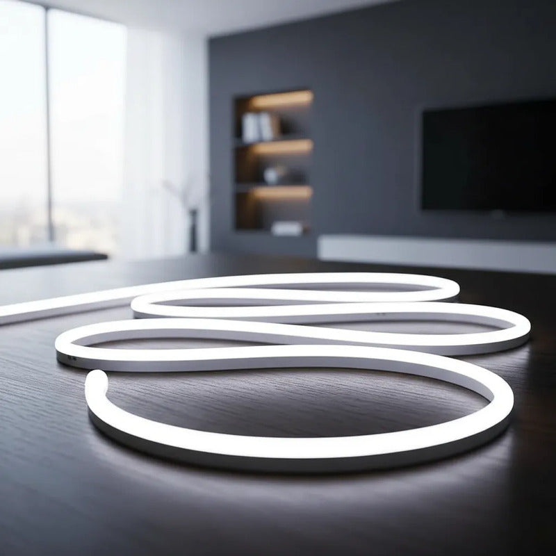 Cinta Led Neon Luz 5mts Flexible Transformador 12v Decoracio Blanco Frío