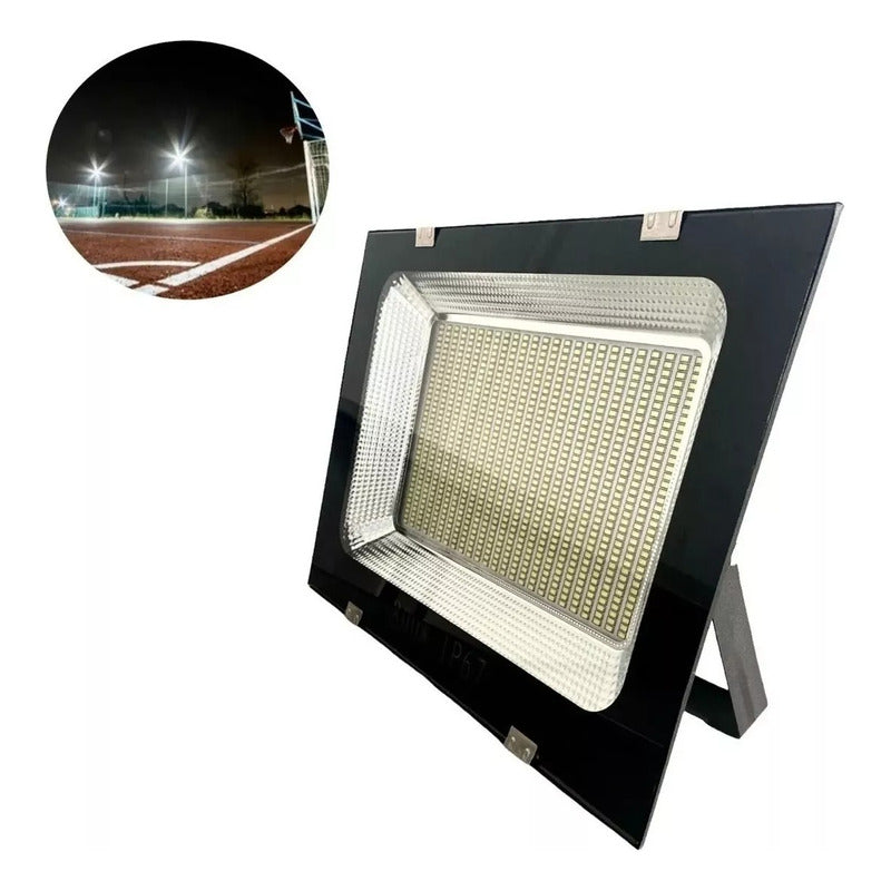Pack X2 Focos Reflectores 800w Luz Led Ip65 Exterior Canchas Negro 10