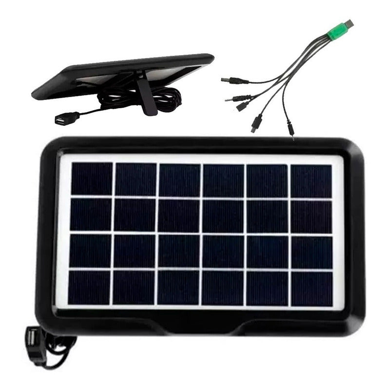 Cargador Panel Solar Portátil Celular Energía Solar Usb Negro