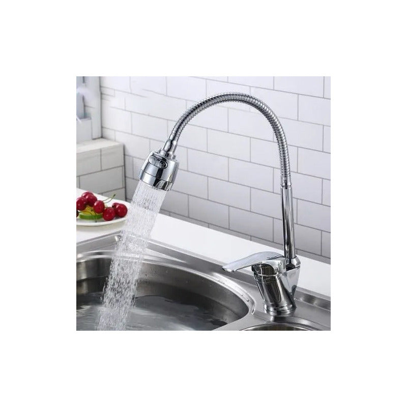 Llave Monomando Lavaplatos Flexible Fría Y Caliente Manguera Plateado