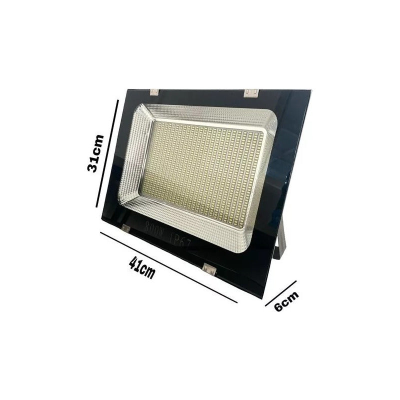 Pack X2 Focos Reflectores 800w Luz Led Ip65 Exterior Canchas Negro 10