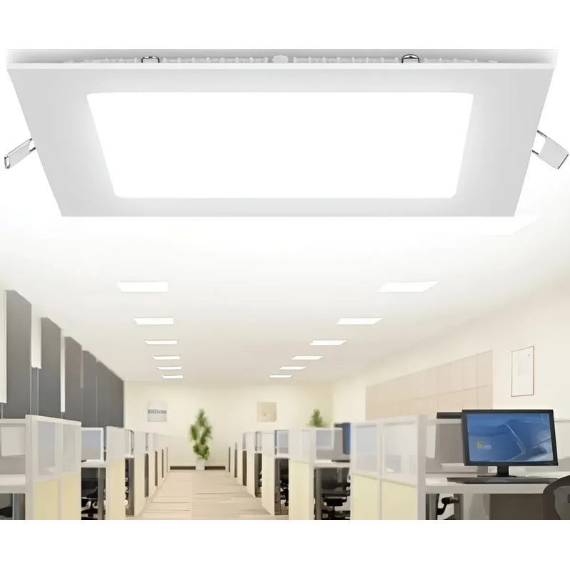 Pack X4 Foco Panel Plafón Led 18w Embutido Cuadrado Luz Frio