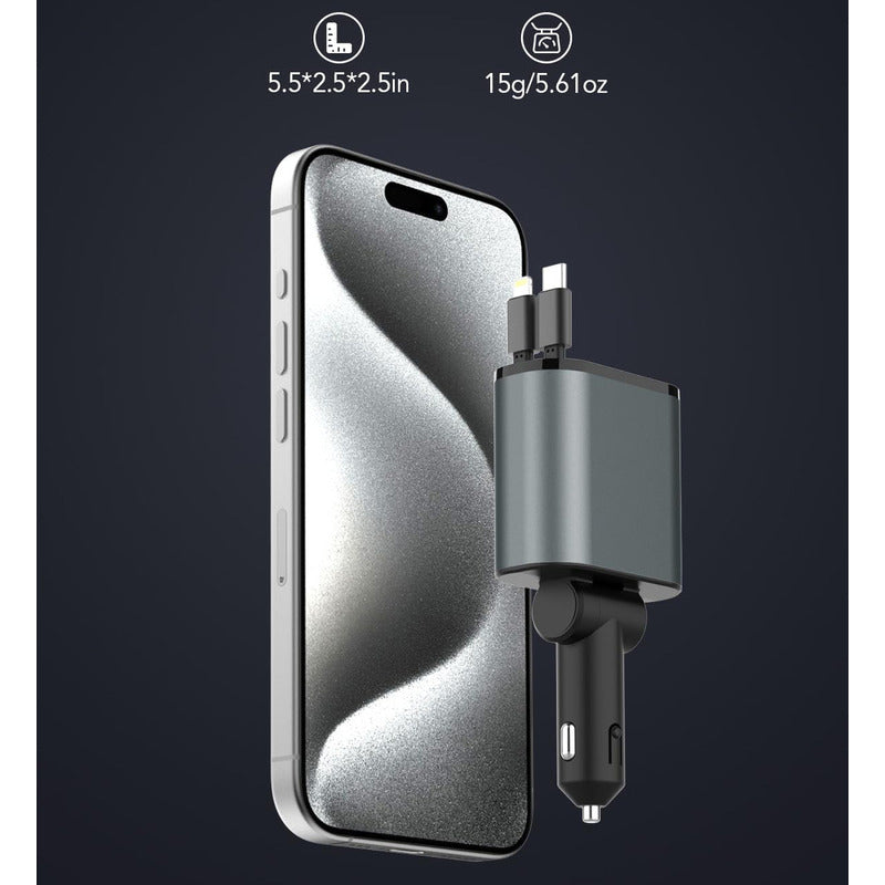Cargador Retráctil Para Coche, Cargador Usb C 4 En 1 De 60 W