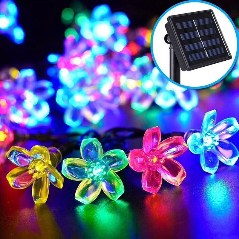 Luces Led Flores Solar Lineal Guirnalda Navidad Eventos Multicolor