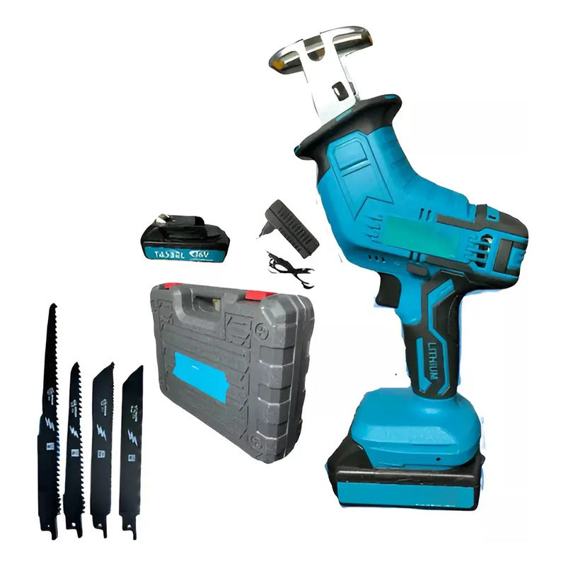 Kit Corte: Caladora Inalámbrica 2 En 1 Madera Y Acero + Set 10 Hojas Sierra Sable 6-8
