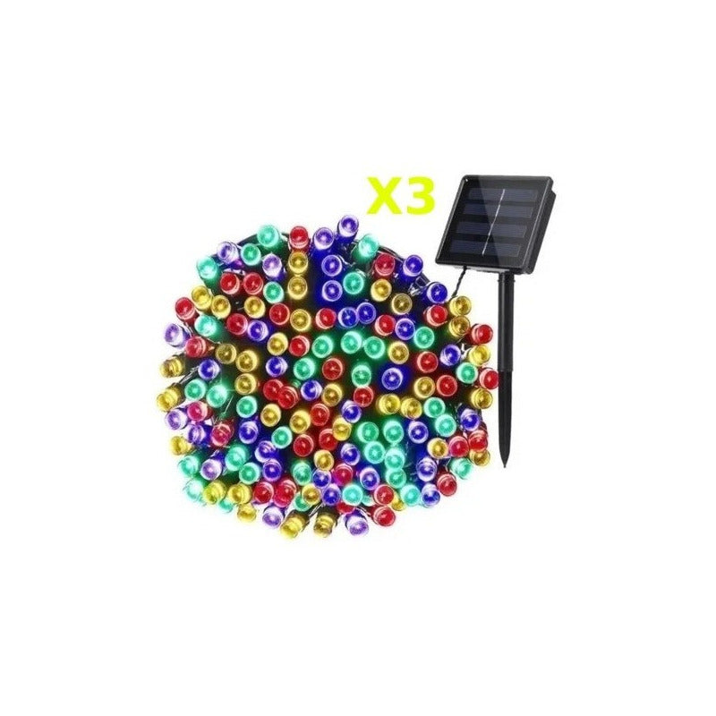 Luces Solares De Navidad X3 Guirnalda 10 Metros 100 Led