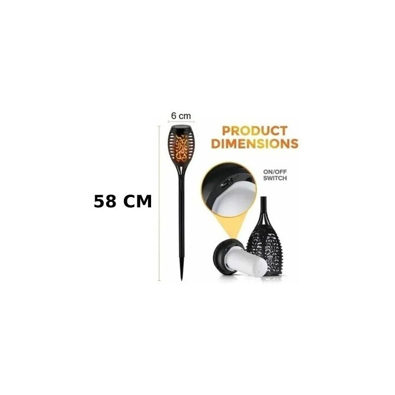 Pack X4 Lampara Led Luces Solares Antorchas Estaca Negro