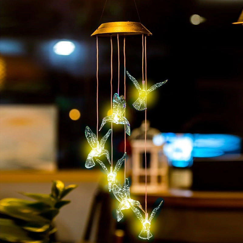 Lampara Jardín Colgante Led Solar Terraza Luz Exterior Blanco