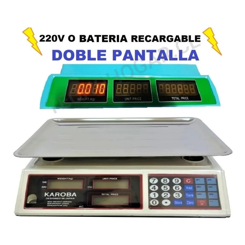 Balanza Pesa Digital Negocio 40kilos Recargable O 220v Gris Oscuro