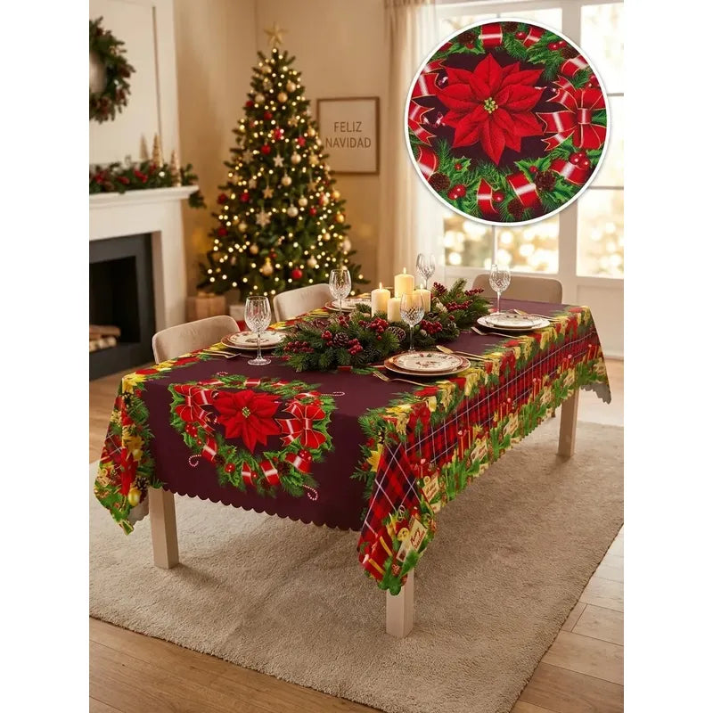 Mantel Navideño Estampado Mesa Comedor Variados Diseños Rojo Navidad Rojo | Navidad