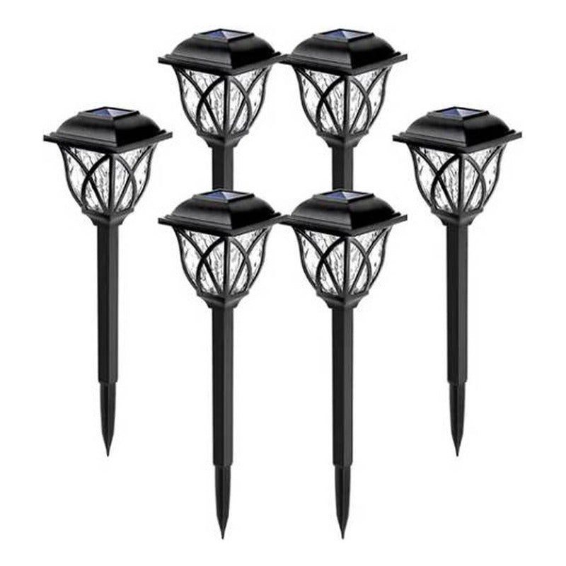 Estaca Solar X6 Lampara De Jardín Led Decoración Exterior Negro